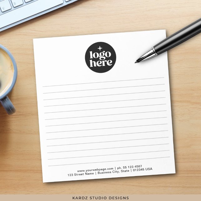 Bloc-notes à logo d'entreprise simple moderne (Notepad shown in 5.5 x 6 inches. Add your logo and business information. )