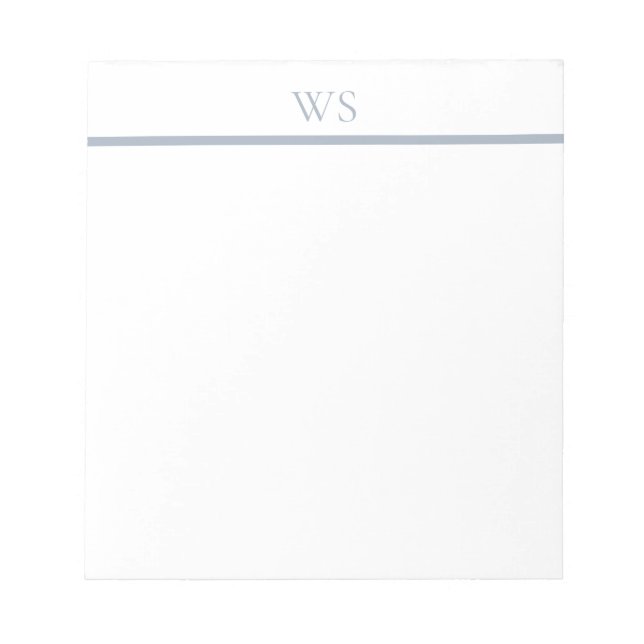 Bloc-notes à monogramme barre bleu poussiéreux (Devant)