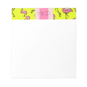 Bloc-notes à monogramme flamant rose