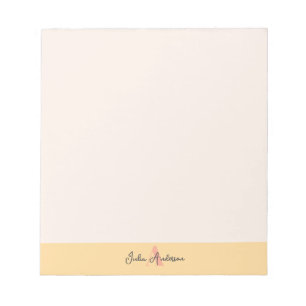 Bloc-notes à monogramme rose et jaune