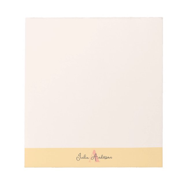 Bloc-notes à monogramme rose et jaune (Devant)