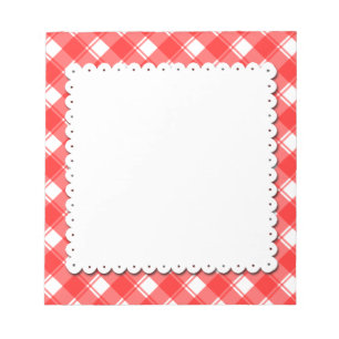 Bloc-notes à motif carreaux rouge et blanc faux na