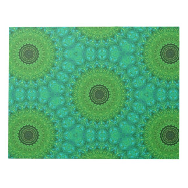 Bloc-notes à motif circulaire vert et bleu (Devant)