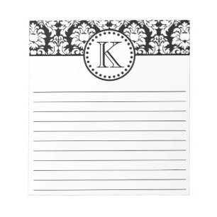 Bloc-notes à motif damassé avec monogramme personn