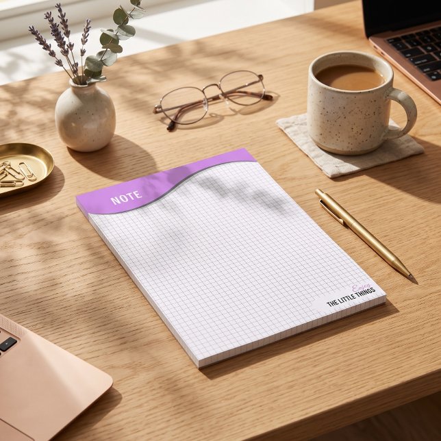 Bloc-notes à points en grille "Profitez des petite (Purple Wave "Enjoy Little Things" Grid Dot Notes)
