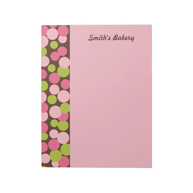 Bloc-notes à pois roses personnalisés (Tourné)