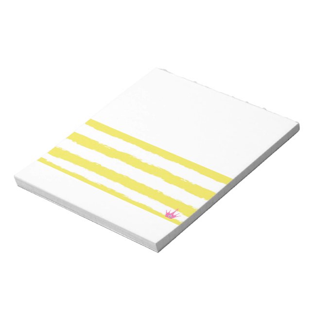 Bloc-notes à rayures jaunes et couronne rose (Tourné)