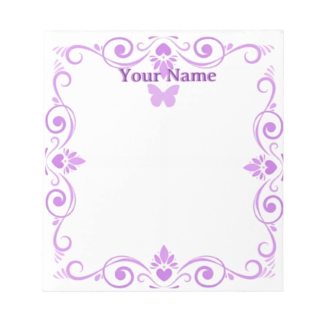 Bloc-notes à silhouette de papillon violet personn (Devant)