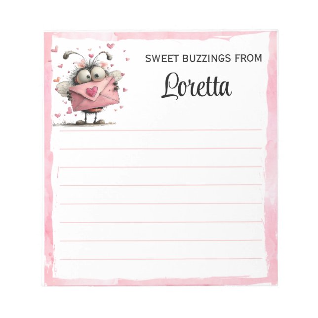 Bloc-notes abeille personnalisé pour la Saint-Vale (Devant)