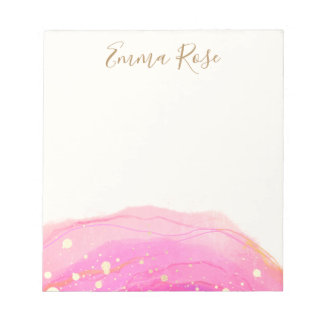 Bloc-notes Abstrait Aquarelle rose or
