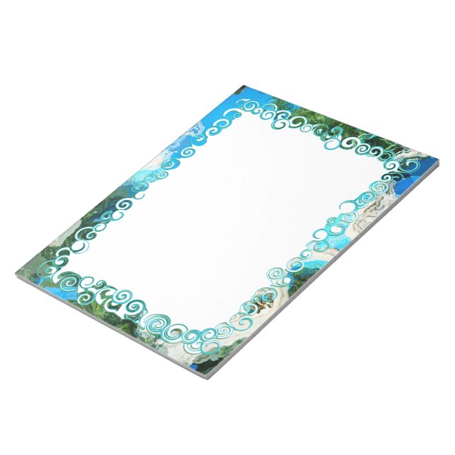 Bloc-notes Abstrait Turquoise bleu et vert mer per (Incliné)