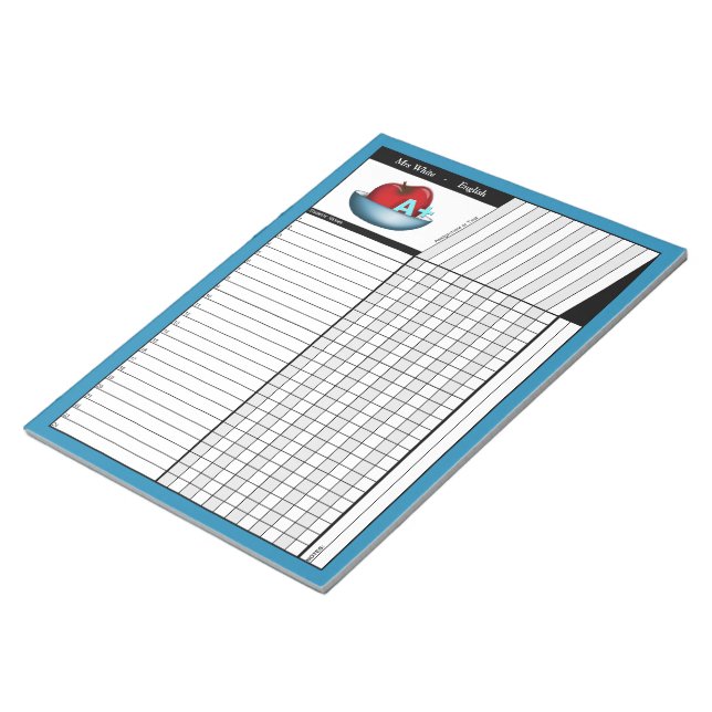 Bloc-notes Apple A+ Blue Teachers' Grade Sheets (Incliné)