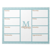 Bloc-notes Aqua En vichy Plaid Weekly Planner