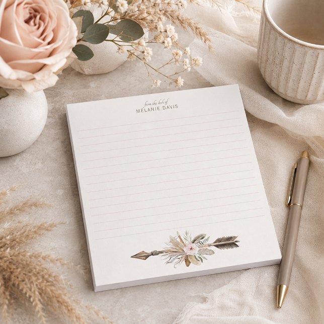 Bloc-notes aquarelle florale Boho – Dee de bois de (Romantic Desk Paper Pad)