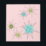 Bloc-notes atomique rose Iconique<br><div class="desc">Ce motif Notepad Pink Iconic Atomic Starbursts comporte des étoiles atomiques emblématiques. C'est vrai ! L'ancienne école, l'arrière - plan de couleur rose Première dame avec des taches d'or est la toile de fond parfaite pour le céleri turquoise, apaisant et kitsch cercles de couleur vert poire. Les taches de couleur...</div>