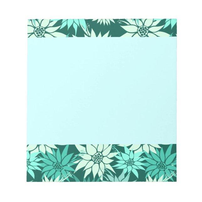 Bloc-notes aux fleurs turquoise (Devant)