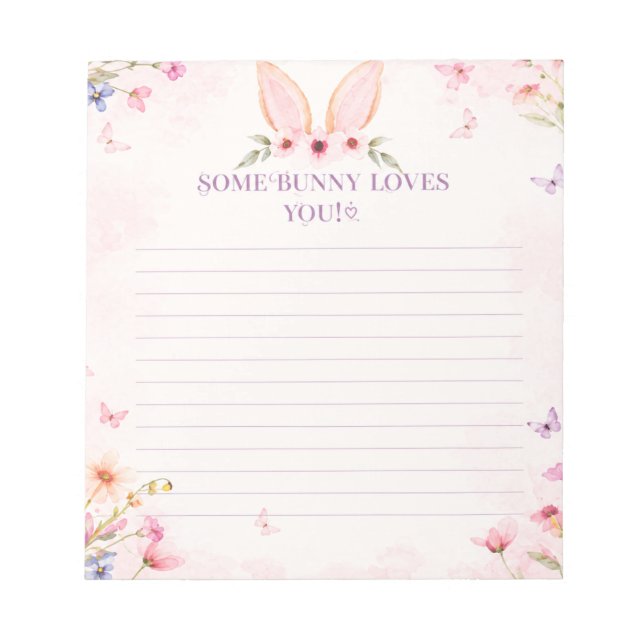 Bloc-notes aux notes de lapin floral (Devant)