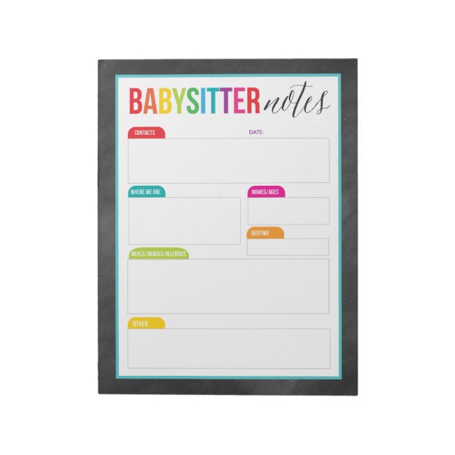 Bloc-notes Babysitter Notes pour les parents (gran (Tourné)