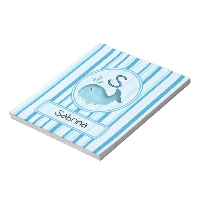 Bloc-notes Baleine Bébé Mignon Rayures Bleues (Tourné)