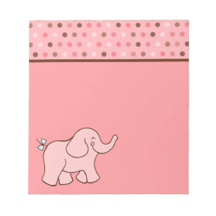Bloc-notes bébé éléphant rose à pois