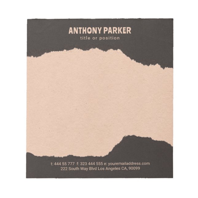 Bloc-notes Black & Cream Paper Torn Edges (Devant)