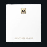 Bloc-notes blanc et or pour professionnels<br><div class="desc">Faites-vous plaisir avec ce luxueux bloc-notes blanc et robuste, doté d'un superbe monogramme doré. Parfait pour les planificateurs immobiliers, les planificateurs financiers et d'autres professionnels, ce bloc-notes est fait de papier de haute qualité et présente un design élégant et sophistiqué qui est sûr d'impressionner. Que vous preniez des notes lors...</div>