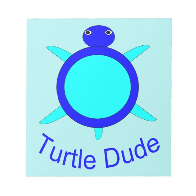 Bloc-notes bleu clair Turtle Dude (Devant)