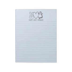 Bloc-notes bleu Peace Love Penguins Linked