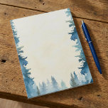 Bloc-notes bleu pour pins d'hiver<br><div class="desc">Ce joli papier de note présente une délicate aquarelle peinte à la main illustrant des pins déchirés par la neige et un ciel d'hiver bleu doux. Les doux flocons de neige et les verdures glacées créent un paysage boisé vinicole paisible, rempli de charme calme et rustique. Idéal pour écrire des...</div>