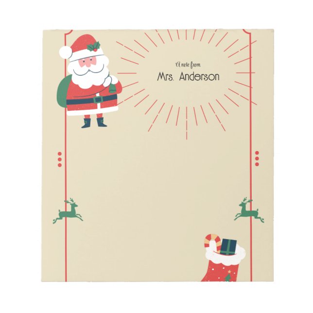 Bloc-notes bohème Noël Santa & Renne (Devant)