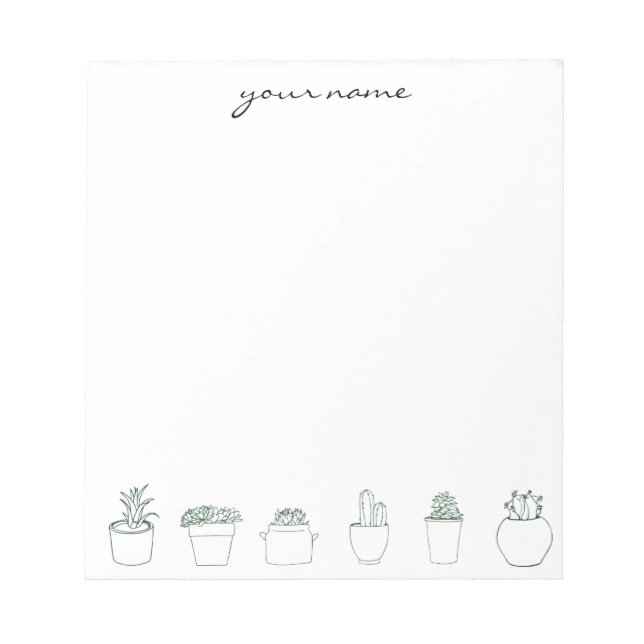 Bloc-notes bohème personnalisé avec succulentes aq (Devant)