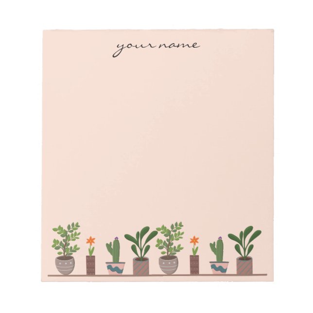 Bloc-notes bohème personnalisé avec succulentes aq (Devant)