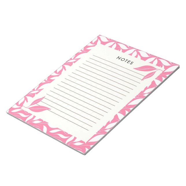 Bloc-notes botanique rose vif moderne (Incliné)