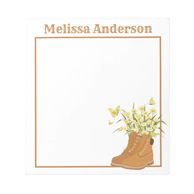 Bloc-notes Bottes, Fleurs et Papillons (Devant)