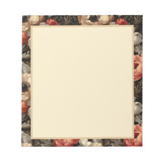 Bloc-notes carré élégant à motifs floraux vintage