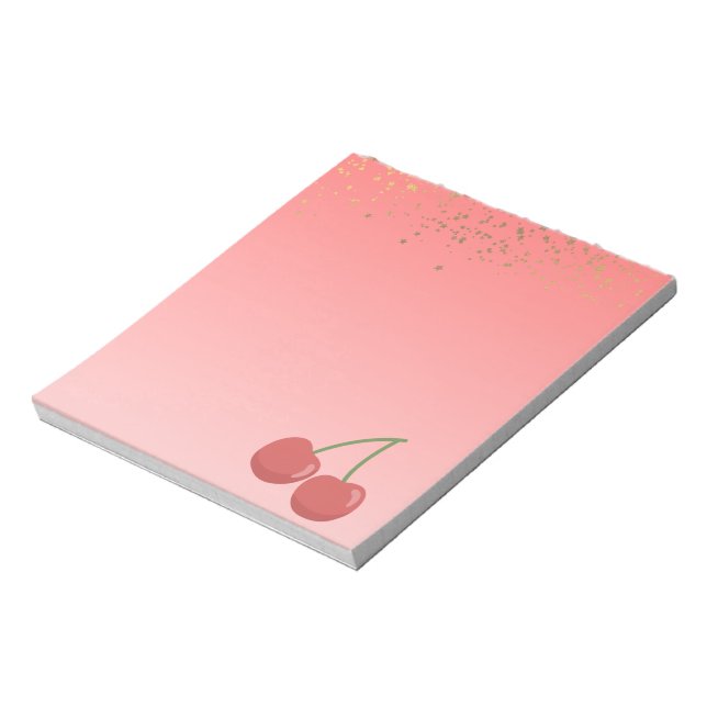 Bloc-notes Cerise Rose Pastel avec Paillettes Étoi (Tourné)