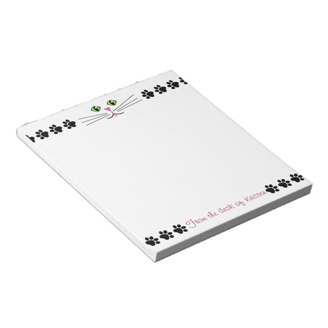 Bloc-notes Chat yeux et empreintes de pattes 5,5"  (Incliné)