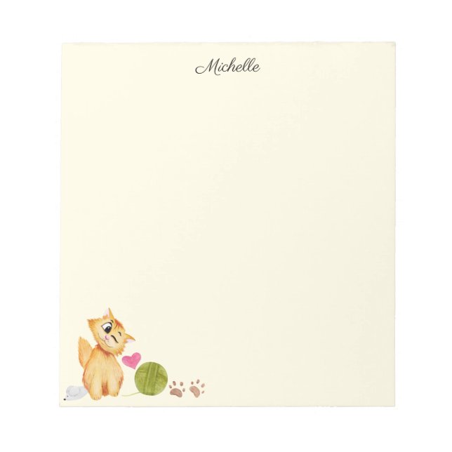 Bloc-notes chaton mignon Votre nom texte (Devant)