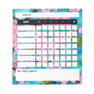 Bloc-notes Cherry Blossom Weekly Habit Tracker
