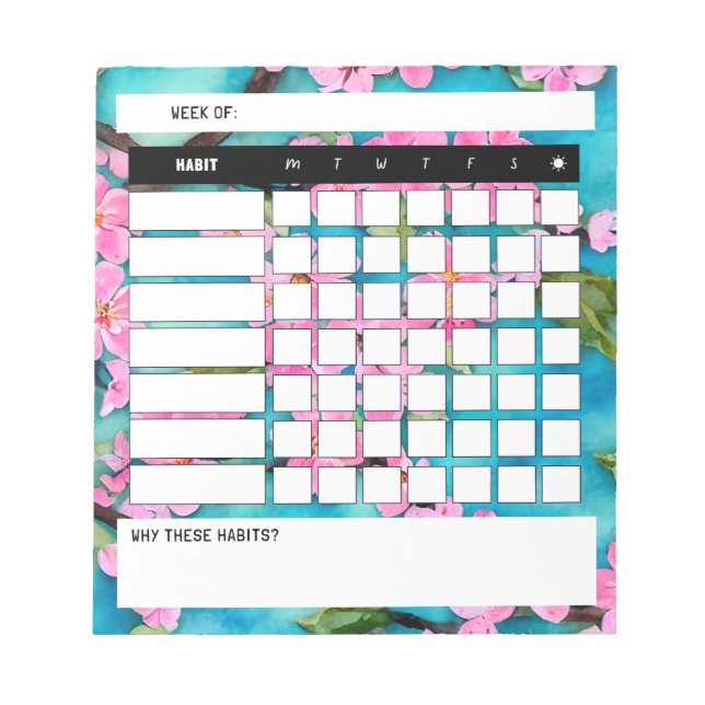 Bloc-notes Cherry Blossom Weekly Habit Tracker (Devant)