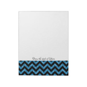 Bloc-notes Chevron Parties scintillant bleu