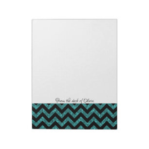 Bloc-notes Chevron Parties scintillant turquoise
