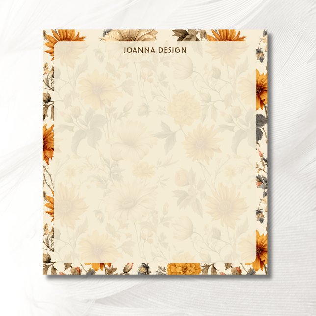 Bloc-notes Chic Fleur de Champ Crème Rustique (Créateur téléchargé)