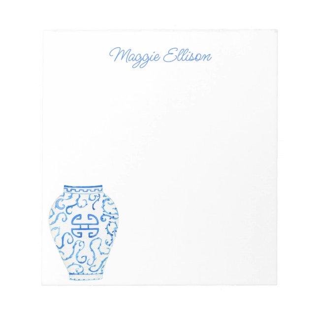 Bloc-notes Chinoiserie Aquarelle Ginger Jar Vase (Devant)