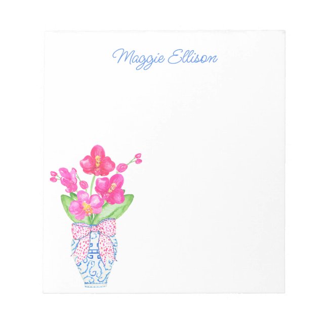 Bloc-notes Chinoiserie Aquarelle Orchidées Ginger  (Devant)