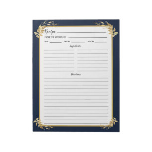 Bloc-notes Classeur de la recette bleu marine Gold