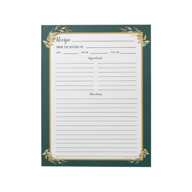 Bloc-notes Classeur Emerald Green Gold Foliage Rec (Tourné)