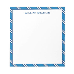 Bloc-notes classique à motif rayure diagonale bleu
