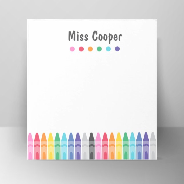 Bloc-notes coloré pour remercier les enseignants (Rainbow Crayons Preschool Teacher Notepad)