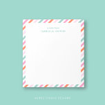 Bloc-notes couleur mignon personnalisé<br><div class="desc">Ce Bloc-notes personnalisé aux couleurs mignonnes présente un motif rayé en diagonale dans des tons rose, vert menthe et orange vifs. Idéal pour noter des notes, des idées ou des rappels, ce bloc-notes ajoute un peu de plaisir à vos tâches quotidiennes. Customisez-le avec votre nom, laissez la "note de" ou...</div>